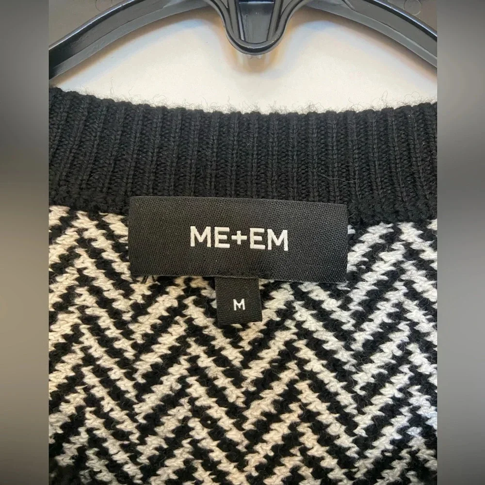 ME+EM Wool Blend Chevron Jacket Black & White Size Medium - Picture 5 of 8
